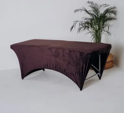 Produktbild von Velours-Liegebezug | Für Kosmetikliegen & Stühle | Waschbar, rutschfest mit Gummibund | Praktische Fußaussparung, 190x70 cm, dark-brown