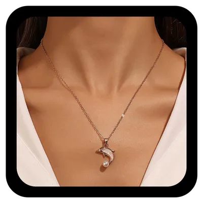 Productafbeelding van Dolfijn Ketting met Parels voor Dames