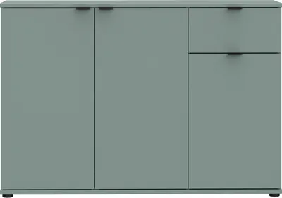Produktbild von Sideboard >GANYMEDE< 3 Türen, 1 Schublade, in Salbei - 119,8x82,3x34,1cm (BxHxT)