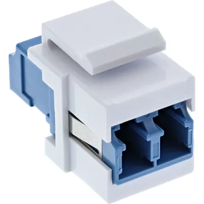 Produktbild von InLine LWL Keystone Snap-in Kupplung weiß, Duplex LC/LC, SM, blau, Keramikhülse, Weiß, 3 g, 21 mm, 36 mm, 17 mm, 100 cm³