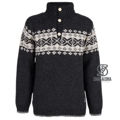 Immagine prodotto di Gilet in lana lavorato a maglia Shakaloha Verge antracite con fodera in cotone e collo alto – Uomo/Tinta unita – Realizzato a mano in Nepal con lana di pecora