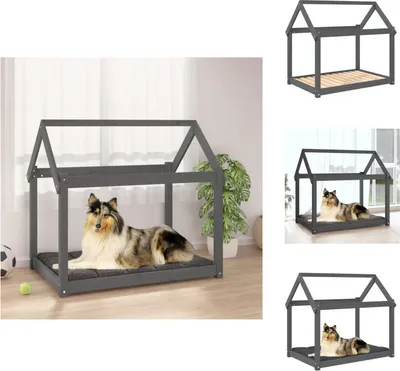 Image de vidaXL Lit pour chien Gris 101x70x90 cm Pin massif - Lits pour chiens