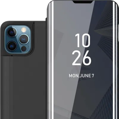 Immagine prodotto di Cadorabo custodia per telefono cellulare per Apple iPhone 13 in nero copertura posteriore copertura protettiva copertura libro custodia libretto