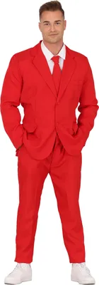 Produktbild von Karneval Rot Kostüm Anzug Krawatte Stilvoll Eleganter Look, Größe: 46 - 48 (S) Farbe: Rot