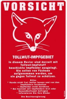 Produktbild von Schild - VORSICHT TOLLWUT-IMPFGEBIET - 308562 - 30 x 20 cm