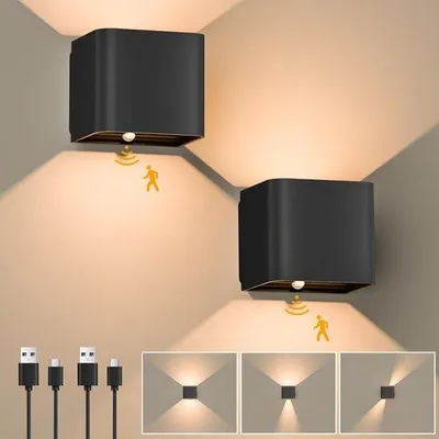 Image de Applique murale LED rechargeable - Intérieur - Salon - Chambre à coucher - Sans fil - Batterie - Télécommande