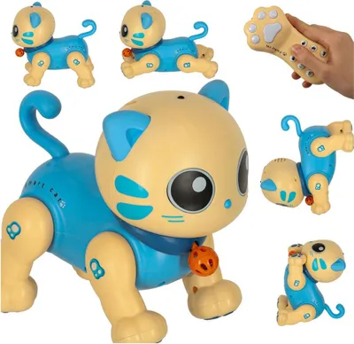 Image de Chat interactif télécommandé RC robot sauteur bleu