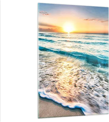 Produktbild von Bilder auf glas - Einteilig - Meer Welle Strand - 80x120cm - Glasbilder - Wandbilder - Bilder - zum Aufhängen bereit - Wanddekoration aus Glas - Glas Bilder - Wandbild auf Glas - GPA80x120-3621