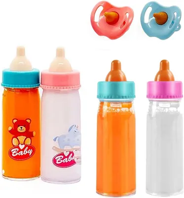 Zdjęcie produktu dla Zestaw butelek dla lalek 4 sztuki, 2 smoczki, do odgrywania ról, od 3 lat