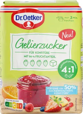 Zdjęcie produktu dla Dr Oetker cukier żelujący 4:1 do dżemów z 80% zawartością owoców 500g