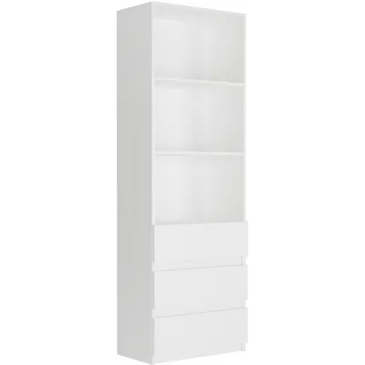 Produktbild von Framire Bücherregal Büroregal mit 3 Schubladen und 3 Fächern 180 x 60 x 33 cm, Modell MODERN B3, weiß