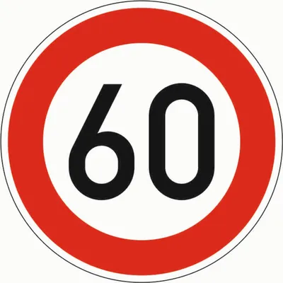 Produktbild von Verkehrszeichen 274-60 Ronde 600 mm, 60 km/h, RAL-Gütezeichen Folie RA1