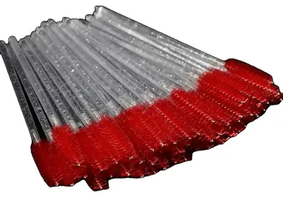 Immagine prodotto di Spazzola per ciglia, versatile per ciglia e sopracciglia, confezione da 50 pezzi, 50 pezzi trasparenti rossi