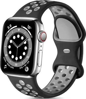 Produktbild von Strap-it Classic Sportarmband passend für Apple Watch Series 1/2/3/4/5/6/7/8/9/10/11/SE/Ultra (2) - Schwarz/Grau - größe: 44/45/46/49mm