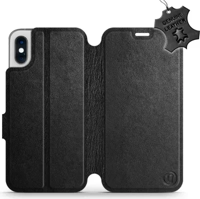 Zdjęcie produktu dla Skórzane etui na telefon iPhone X, Mobiwear Leather, czarne