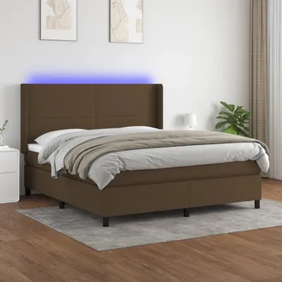 Produktbild von Boxspringbett mit Matratze & LED Dunkelbraun 180x200 cm Stoff 3138176