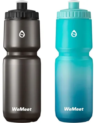 Image de Lot de 2 bouteilles d'eau pour vélo, anti-fuite, sans BPA, 1000 ml, noir et vert bleu