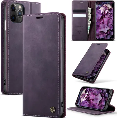 Produktbild von Handyhülle für iPhone 11 Pro Max Hülle Leder mit RFID Schutzhülle Klapphülle Magnet Kartenfach Standfunktion Lila