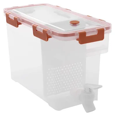 Obrázok produktu pre Dávkovač nápojov 3,5 l – chladiaca nádoba s výpustom – rozsah teplôt -20 až 120 °C – materiál PP vhodný pre styk s potravinami – priehľadný