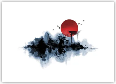 Produktbild von Poster - Poster ohne Rahmen - Rot Sonne Tor - 70x50 cm - Wand Bild - Wanddeko - Wandbilder - Kunstposter - Wandposter - Bilder - Kunstdruck - Wanddekoration - Wandbild - P2XAA70x50-4666