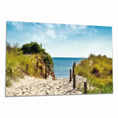 Produktbild von Wallario Herdabdeckplatte aus Glas, Größe 90 x 52 cm 1-teilig, Motiv Auf dem Sandweg zum Strand