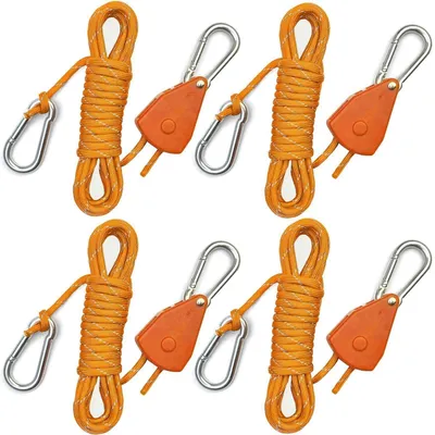 Immagine prodotto di 4 cinghie di fissaggio arancioni, lunghezza 4,6 metri, corda paracord 550, riflettente, diametro 4 mm