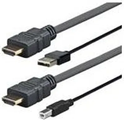 Zdjęcie produktu dla Vivolink PROHDMIUSBAB4, 4 m, HDMI + USB Type-A, HDMI + USB Type-B, Męska, Męska, Prosty