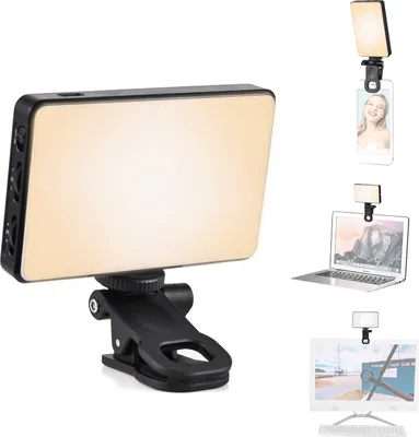 Obrázek produktu pro Kapesní připínací LED video světlo počítač tablet mobilní telefon videokonference světlo 2500K-9000K stmívatelné vestavěná dobíjecí baterie pro online schůzky živé vysílání selfie