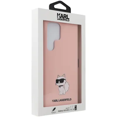 Imagen del producto de Funda de silicona Karl Lagerfeld Choupette para Samsung Galaxy S23 Ultra, color rosa
