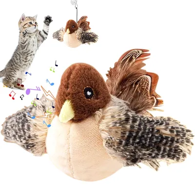 Katzenspielzeug Vogel, zwitschernd, fliegend, Plüsch, interaktiv