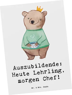 Produktbild von Mr. & Mrs. Panda Postkarte Auszubildende Chef - Weiß - Geschenk, Berufsgestaltung, Ansichtskarte, Geschenke für Berufstätige, Berufsausbildung, Ansichtskarten, Fotokarte