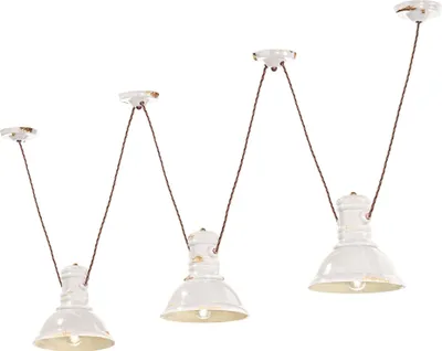 Produktbild von Hängelampe Keramik E27 Weiß Shabby Antik 3-flammig Vintage Design Keramiklampe