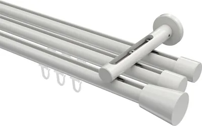 Produktbild von Interdeco Innenlaufstange / Gardinenstange mit Innenlauf Weiß, Typ Siteno Sitra (Konus), 20 mm Ø 3-läufig, 180 cm