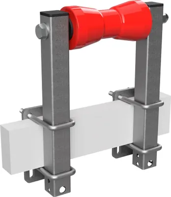 Immagine prodotto di Rullo di chiglia in poliuretano con supporti rotolo rimorchio per barca zincato SUPROD, B=180, L=350 mm, rosso