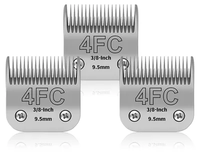 3er-Set 4FC Edelstahlklingen für Hundehaarpflege, 9,5 mm Schnittlänge