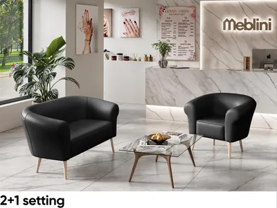 Produktbild von MEBLINI Mini Sofa 2-Sitzer für Wohnzimmer - Mini Lounge für zwei Personen - Küchensofa - Sofa Klein - EMILIA - 2 - Dunkelgrau Kunstleder