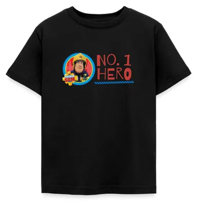 Produktbild von Spreadshirt Feuerwehrmann Sam™ No. 1 Hero Kinder T-Shirt, 98/104 (3-4 Jahre), Schwarz