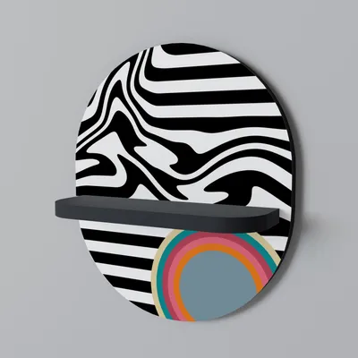 Image de SPACEREBELS Étagère murale en bois - Étagère décorative suspendue - Étagère flottante pour le salon - Étagère pour la chambre d'enfant - Étagère ronde pour les murs - 33 x 38 Finition noire