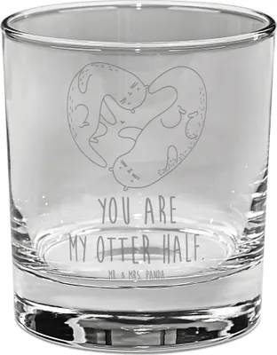 Produktbild von Mr. & Mrs. Panda Cocktailglas Otter Herz - Transparent - Geschenk, Tumbler, Glas, für Gin, Liebe, gravur