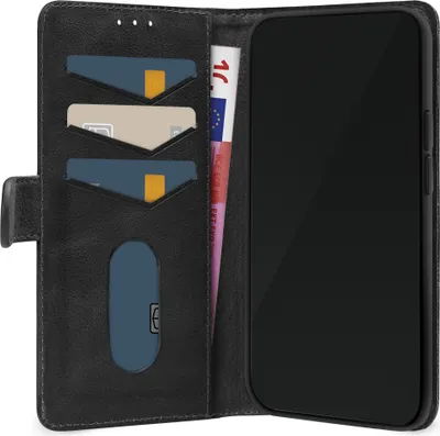 Produktbild von Mobilize Wallet iPhone 16 Pro Hülle Echtes Leder Klapphülle Geldbörse - Schwarz