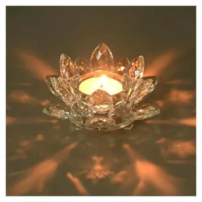 Produktbild von Lotusblume Teelichthalter aus Kristall, Teelichtgläser in Lotusform, Kerzenhalter aus Glas für Weihnachten, Hochzeiten, Partys und Heimdekoration