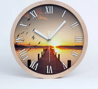 Produktbild von Holzuhr 25fi cm wanduhr - weiße Spitzen - Sonnenuntergang