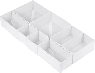Produktbild von Schubladenorganizer 8 Stücke, faltbar, 3 Größen, weiß, für Kleidung