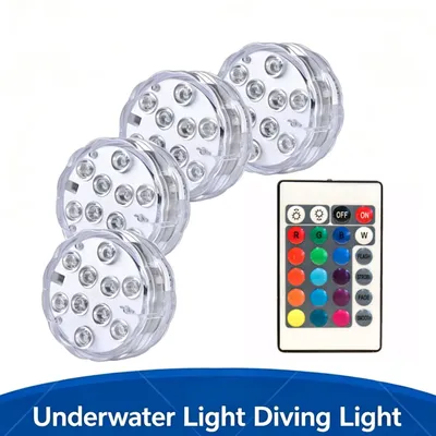 Produktbild von 4er LED Poolbeleuchtung Licht,Unterwasser Licht,Tauchlicht,Fischteich Licht,mit Fernbedienung end Magnet ,wasserdicht,fürSchwimmbäder und Aquarien