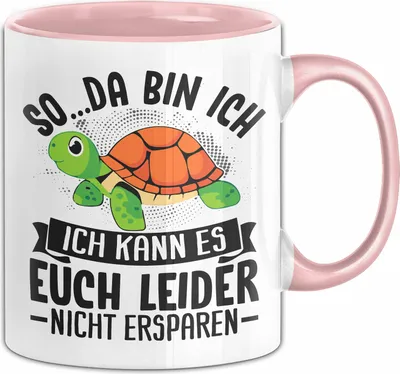 Produktbild von So Da Bin Ich Tasse Schildkröte Lustige Schildkröten Spruch Geschenk (Rosa)