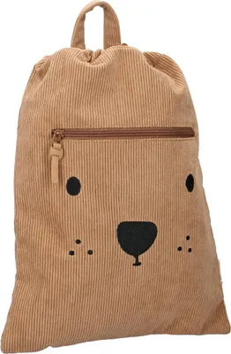 Immagine prodotto di Borsa sportiva Kidzroom "Beary Excited" - borsa da ginnastica in velluto a coste con pratica chiusura a coulisse