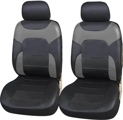 Produktbild von Upgrade4cars Sitzbezüge Auto Vordersitze Kunst-Leder Schonbezüge Set Universal Schwarz Grau | Auto-Zubehör Innenraum Sitzschoner