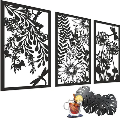 Obrázok produktu pre Krásna originálna nástenná dekorácia pre obývaciu izbu 3D kvetinový panel Botanické rastliny