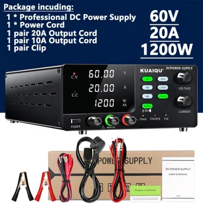 Produktbild von DC Labornetzgerät - Regelbares Netzteil - 0–60V 0–20A 1200W - Einstellbare Spannung Strom - Schnellladen Batterien - 220V EU Stecker
