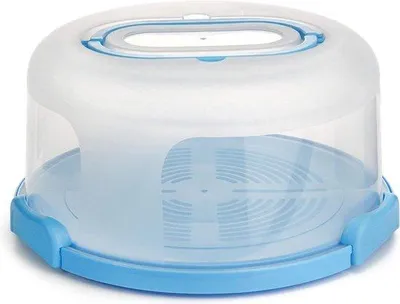 Produktbild von Famanu Tortenbox mit Tragegriff - wiederverwendbar - blau - Durchmesser 30 x 15 cm